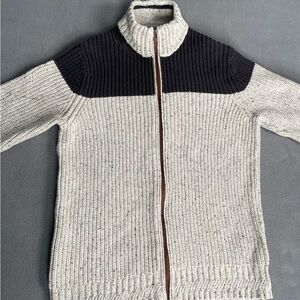 Carbon2cobalt mens full zip sweater tan/black sz med‎ mock neck